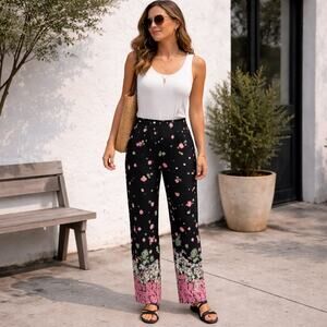 By Anthropologie Black Floral Flowers Abound Pants 2